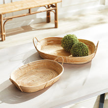 Load image into Gallery viewer, Cane Rattan Trays with Handles, Set of 2
