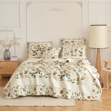 Load image into Gallery viewer, Enchanted Meadow Bed in a bag Set - Victoria Garden Delicate Floral Symphony in Beige, Rose, and Soft Green, Luxuriously Soft Quilted Set
