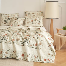Load image into Gallery viewer, Enchanted Meadow Bed in a bag Set - Victoria Garden Delicate Floral Symphony in Beige, Rose, and Soft Green, Luxuriously Soft Quilted Set
