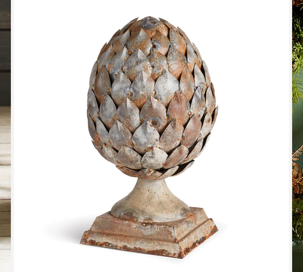 WEATHERED METAL ARTICHOKE FINIAL