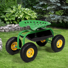 Load image into Gallery viewer, Red/Green Garden Cart Rolling Work Seat With Heavy Duty Tool Tray Gardening Planting-Green
