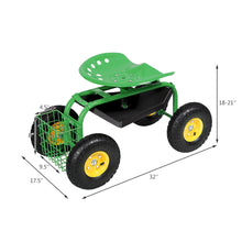 Load image into Gallery viewer, Red/Green Garden Cart Rolling Work Seat With Heavy Duty Tool Tray Gardening Planting-Green
