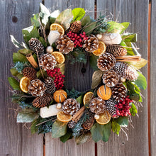 Load image into Gallery viewer, Cinnamon Orange &amp; Pinecone Wreath

