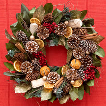 Load image into Gallery viewer, Cinnamon Orange &amp; Pinecone Wreath
