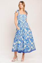Load image into Gallery viewer, AZURE SCROLL WOVEN MIDI DRESS
