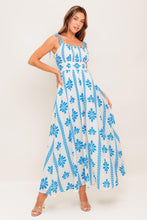 Load image into Gallery viewer, BLUE NOIR FLORAL WOVEN MAXI DRESS
