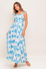 Load image into Gallery viewer, BLUE NOIR FLORAL WOVEN MAXI DRESS
