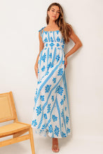 Load image into Gallery viewer, BLUE NOIR FLORAL WOVEN MAXI DRESS
