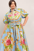 Load image into Gallery viewer, BLUE PALACE WOVEN MIDI DRESS
