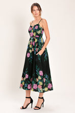 Load image into Gallery viewer, SHADOW FLORAL WOVEN MIDI DRESS
