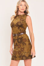 Load image into Gallery viewer, PECAN GARDEN POISE FAUX SUEDE MINI DRESS
