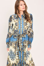 Load image into Gallery viewer, SKYBORNE ORNAMENTAL GRACE WOVEN MIDI SHIRT DRESS
