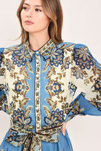 Load image into Gallery viewer, SKYBORNE ORNAMENTAL GRACE WOVEN MIDI SHIRT DRESS
