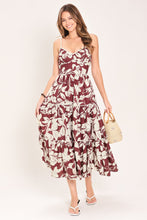 Load image into Gallery viewer, ROMANCE IN WINE WOVEN MIDI DRESS
