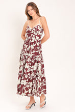 Load image into Gallery viewer, ROMANCE IN WINE WOVEN MIDI DRESS

