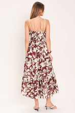 Load image into Gallery viewer, ROMANCE IN WINE WOVEN MIDI DRESS
