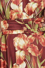 Load image into Gallery viewer, BURGUNDY CRUSH PRINTED RUCHED-WAIST TIERED MINI DRESS
