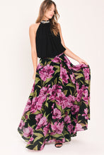 Load image into Gallery viewer, NOIR GARDEN BLACK PRINTED FULL-CIRCLE MAXI SKIRT
