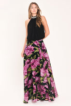 Load image into Gallery viewer, NOIR GARDEN BLACK PRINTED FULL-CIRCLE MAXI SKIRT
