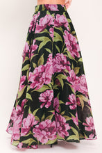 Load image into Gallery viewer, NOIR GARDEN BLACK PRINTED FULL-CIRCLE MAXI SKIRT
