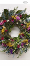 Load image into Gallery viewer, Fern and Flower Dried Floral Wreath
