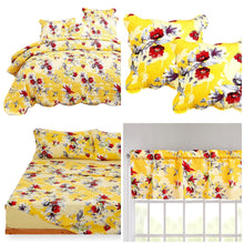 Load image into Gallery viewer, Bedding Bed in a Bag Bundle Set - Radiant Sunshine Yellow Hummingbirds Floral Bedding Set (JHW-925)
