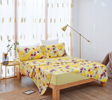 Load image into Gallery viewer, Bedding Sunshine Yellow Hummingbirds Floral Duvet Cover &amp; Fitted Flat Bed Sheets Set w/ Pillow Cases Window Valances (925)
