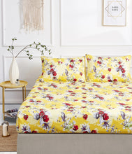 Load image into Gallery viewer, Bedding Sunshine Yellow Hummingbirds Floral Fitted Bed Sheet w/ Pillow Cases (JHW-925)
