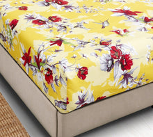 Load image into Gallery viewer, Bedding Sunshine Yellow Hummingbirds Floral Fitted Bed Sheet w/ Pillow Cases (JHW-925)
