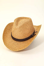 Load image into Gallery viewer, Tan Straw Braided Belt Strap Fashion Hat
