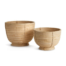 Load image into Gallery viewer, CANE RATTAN DECORATIVE FOOTED BOWLS, SET OF 2
