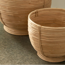 Load image into Gallery viewer, CANE RATTAN DECORATIVE FOOTED BOWLS, SET OF 2
