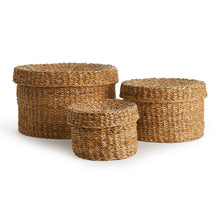 Load image into Gallery viewer, SEAGRASS ROUND LIDDED BASKETS, SET OF 3
