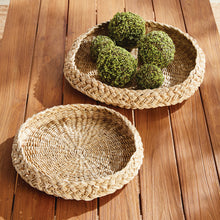 Load image into Gallery viewer, ABACA FRENCH BRAIDED ROUND TRAYS, SET OF 2
