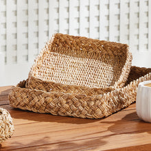 Load image into Gallery viewer, ABACA FRENCH BRAIDED SQUARE TRAYS, SET OF 2
