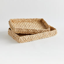Load image into Gallery viewer, ABACA FRENCH BRAIDED SQUARE TRAYS, SET OF 2
