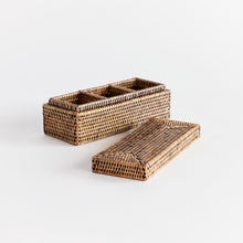 Load image into Gallery viewer, BURMA RATTAN 3-COMPARTMENT LIDDED BOX
