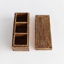 Load image into Gallery viewer, BURMA RATTAN 3-COMPARTMENT LIDDED BOX

