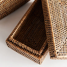 Load image into Gallery viewer, BURMA RATTAN RECTANGULAR LIDDED BOXES, SET OF 2
