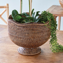 Load image into Gallery viewer, BURMA RATTAN  FOOTED CACHEPOT
