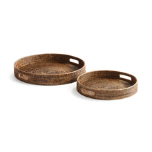 Load image into Gallery viewer, BURMA RATTAN ROUND OTTOMAN TRAYS SMALL, SET OF 2

