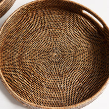 Load image into Gallery viewer, BURMA RATTAN ROUND OTTOMAN TRAYS SMALL, SET OF 2
