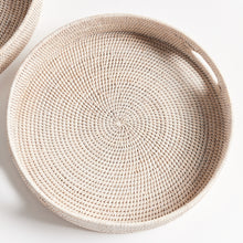 Load image into Gallery viewer, BURMA RATTAN ROUND OTTOMAN TRAYS SMALL, SET OF 2
