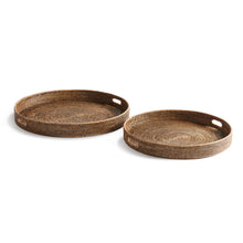 Load image into Gallery viewer, BURMA RATTAN ROUND OTTOMAN TRAYS LARGE, SET OF 2
