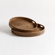 Load image into Gallery viewer, BURMA RATTAN ROUND OTTOMAN TRAYS LARGE, SET OF 2
