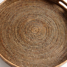 Load image into Gallery viewer, BURMA RATTAN ROUND OTTOMAN TRAYS LARGE, SET OF 2
