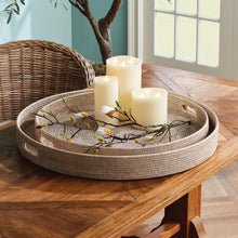Load image into Gallery viewer, BURMA RATTAN ROUND OTTOMAN TRAYS LARGE, SET OF 2
