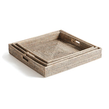 Load image into Gallery viewer, BURMA RATTAN OTTOMAN TRAYS, SET OF 3
