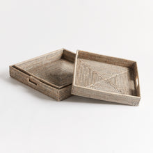 Load image into Gallery viewer, BURMA RATTAN OTTOMAN TRAYS, SET OF 3
