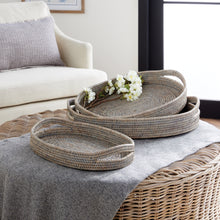 Load image into Gallery viewer, BURMA RATTAN OVAL SERVING TRAYS, SET OF 3
